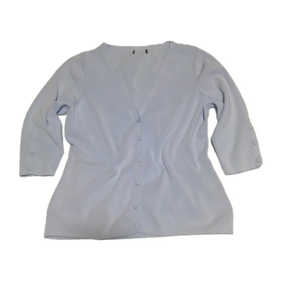 ✨️4 For $20✨️ Cardigan L baby blue v-neck 3/4 sleeve button down Coastal Preppy - Picture 1 of 5